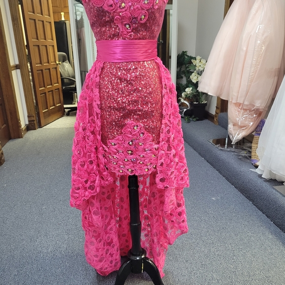 RIVA DESIGNS HOT PINK DRESS DETACH TRAIN R9632